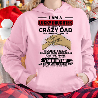 JANUARY, I AM A LUCKY DAUGHTER - GIFT T SHIRT FROM DAD - SNOW MALE01 (SKU2602-187-01)