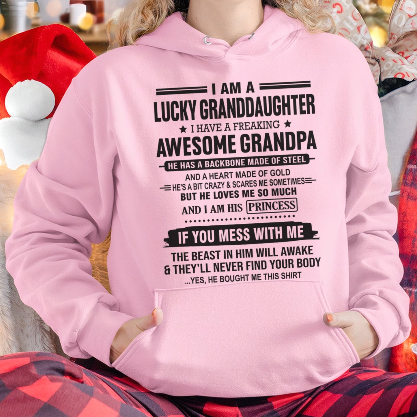 I Am A Lucky Granddaughter T-Shirt – Birthday Gift From Grandpa / Man - snow00 (SKU11-122-00)