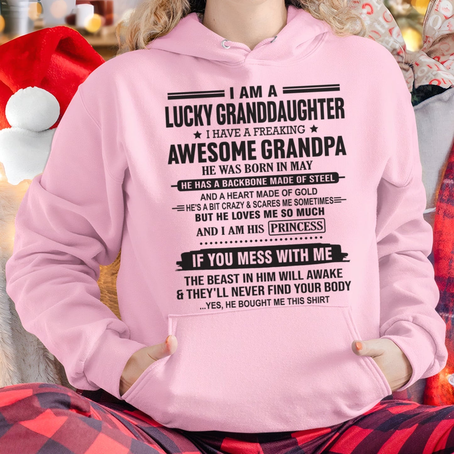I Am A Lucky Granddaughter T-Shirt – Birthday Gift From May Grandpa / Man - snow05 (SKU11-122-05)