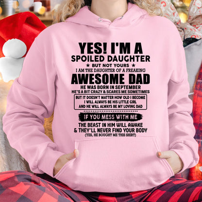 September - I'm Spoiled Daughter - Gift for Daughter from Dad - SNOW09 (SKU-TDD1206-09)