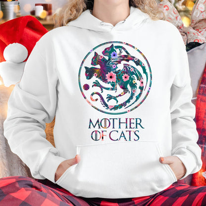 Mother of Cats Shirt with Floral Art - Cat Lovers T-Shirt