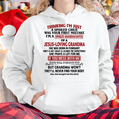 Christian Girl Shirt – Spoiled by Grandma February Edition – From Grandma to Granddaughter snow02 (SKU07-181-02)