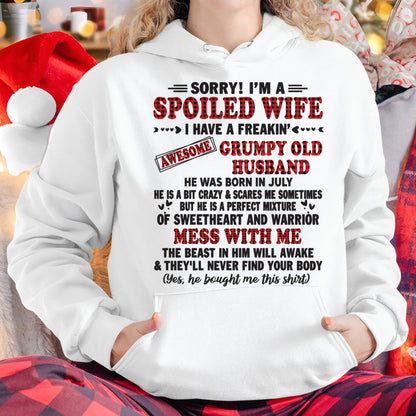 JULY - SPOILED WIFE OF AWESOME GRUMPY OLD HUSBAND - PERFECT GIFT  FROM HUSBAND - SNOW07 (SKU12-111-07)