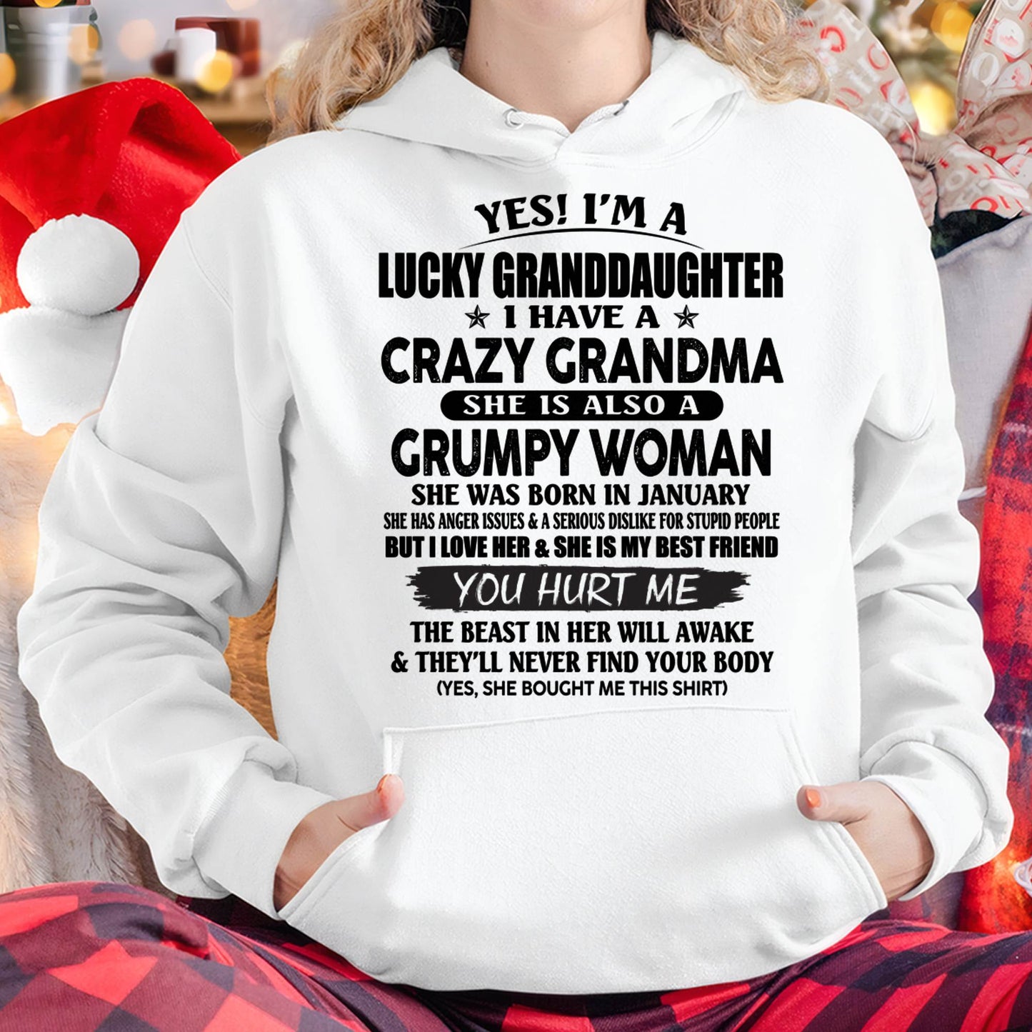 JANUARY - LUCKY GRANDDAUGHTER OF CRAZY GRANDMA - PERFECT GIFT FROM GRANDMA - SNOW01 (SKU12-146-01)