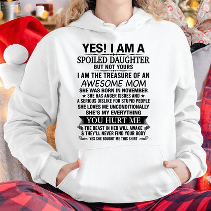 NOVEMBER, I AM THE TREASURE OF AN AWESOME MOM - GIFT T SHIRT FROM MOM FOR DAUGHTER - SNOW11 (SKU2604-18-11)