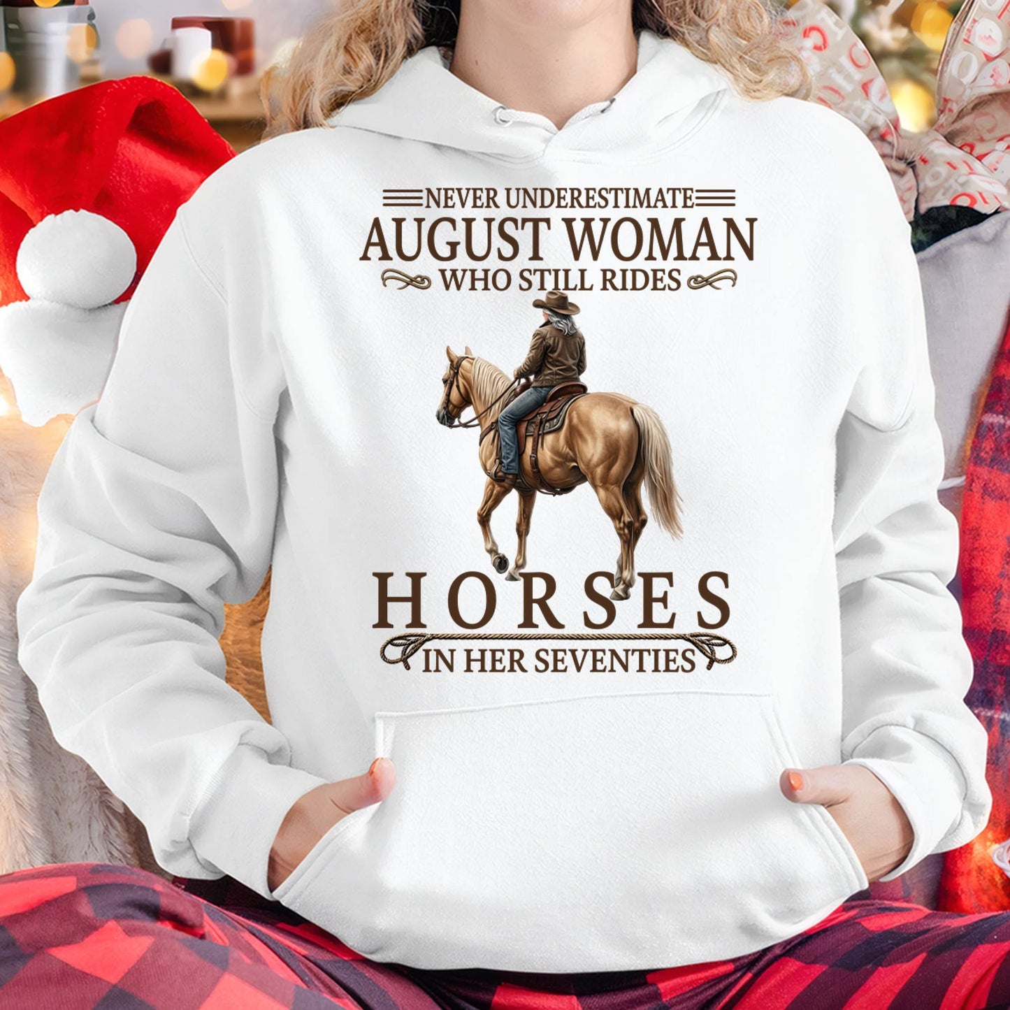 AUGUST SHIRT, A WOMAN WHO STILL RIDES HORSES IN HER SEVENTIES - SNOW08 (SKU2604-287-08)