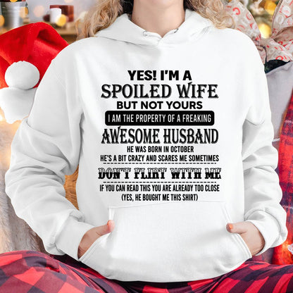 OCTOBER, YES! I’M A SPOILED WIFE BUT NOT YOURS – GIFT T SHIRT FROM HUSBAND TO WIFE – SNOW MALE10 (SKU26T-01204-10)