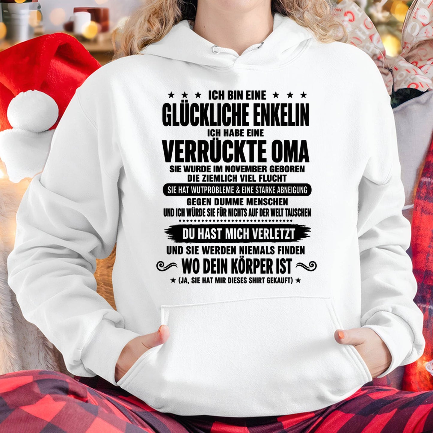 NOVEMBER SHIRT, ICH BIN EINE GLÜCKLICHE ENKELIN - VON DER OMA FÜR DIE ENKELIN - SNOW FEMALE11 (SKU2608-518-11)