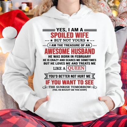 FEBRUARY, I AM THE TREASURE OF AN AWESOME HUSBAND – Gift T Shirt From Husband For Wife – SNOW FEMALE02 (SKU2602-05-02)