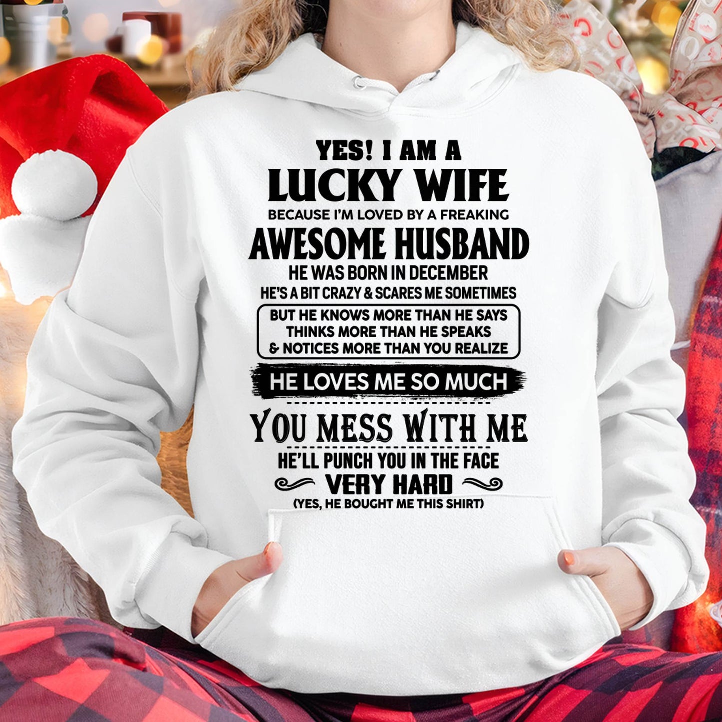 DECEMBER, I’M LOVED BY A FREAKING AWESOME HUSBAND GIFT T SHIRT FROM HUSBAND FOR WIFE – SNOW MALE12 (SKU26T-01196-12)
