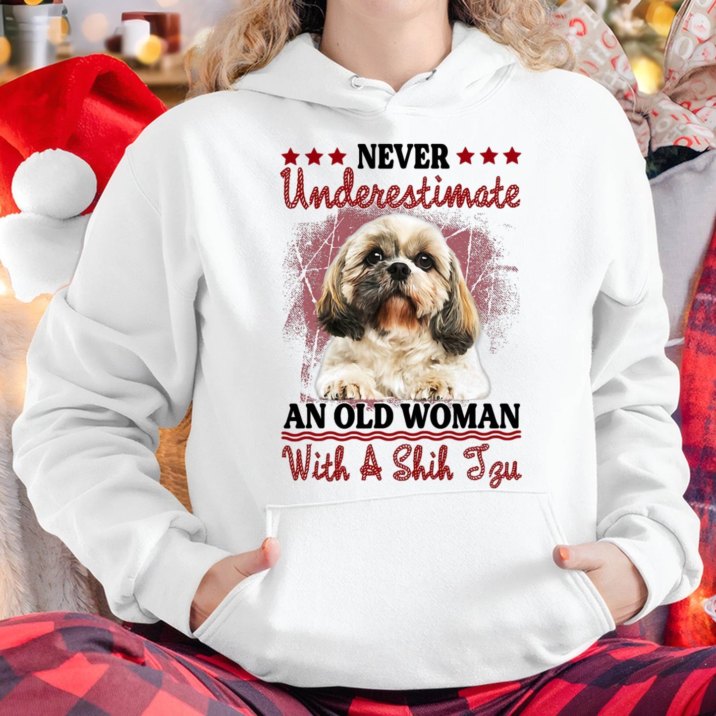 Never Underestimate Old Woman with A Shih Tzu Puppy Face T-Shirt