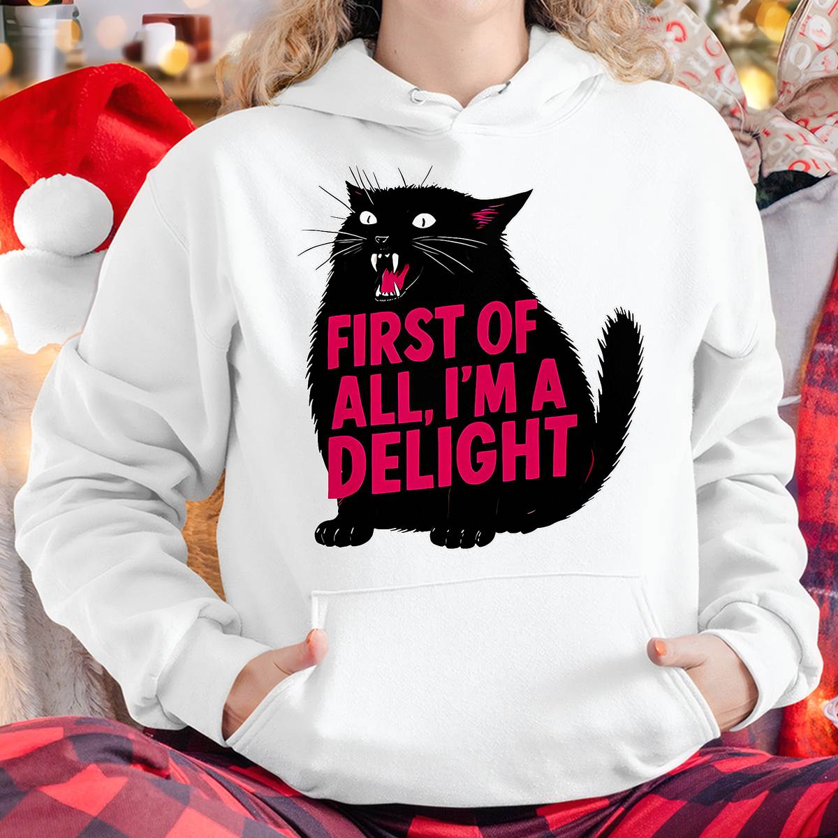 First of All I'm a Delight Roaring Black cat T-Shirt