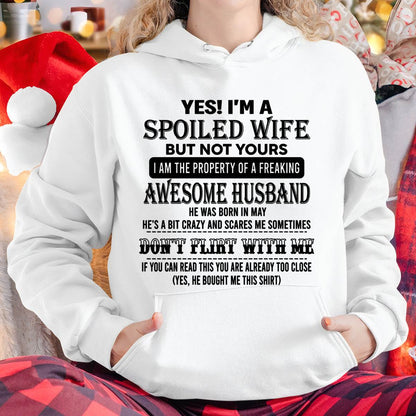 MAY, YES! I’M A SPOILED WIFE BUT NOT YOURS – GIFT T SHIRT FROM HUSBAND TO WIFE – SNOW MALE05 (SKU26T-01204-05)