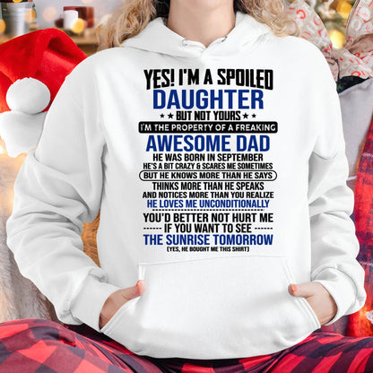 SEPTEMBER, I'M THE PROPERTY OF A FREAKING AWESOME DAD - GIFT T SHIRT FROM DAD FOR DAUGHTER - SNOW09 (SKU2604-75-09)