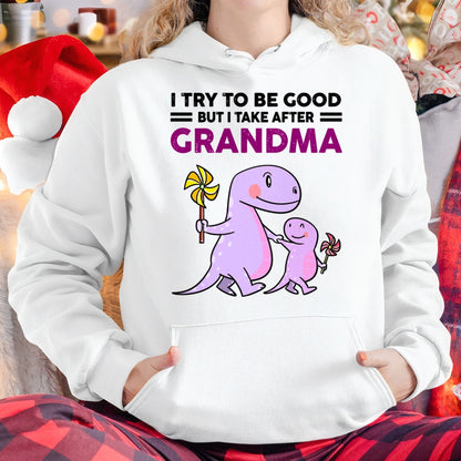 TRY TO BE GOOD BUT I TAKE AFTER GRANDMA- For granddaughter T shirt snow00 (SKU07-87)