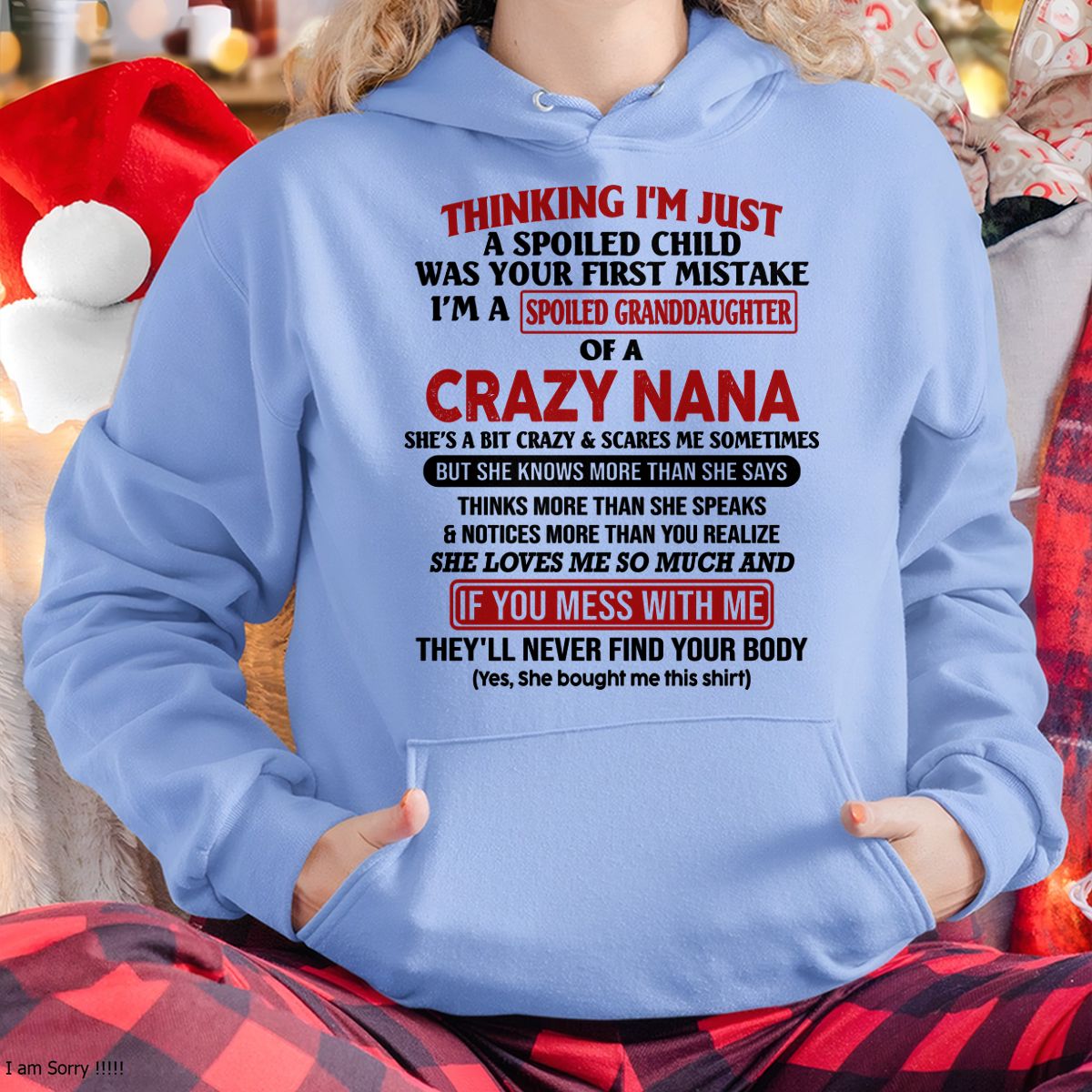 SPOILED GRANDDAUGHTER OF A CRAZY NANA T-SHIRT - From grandma to granddaughter - snow00 (SKU07-129-00)