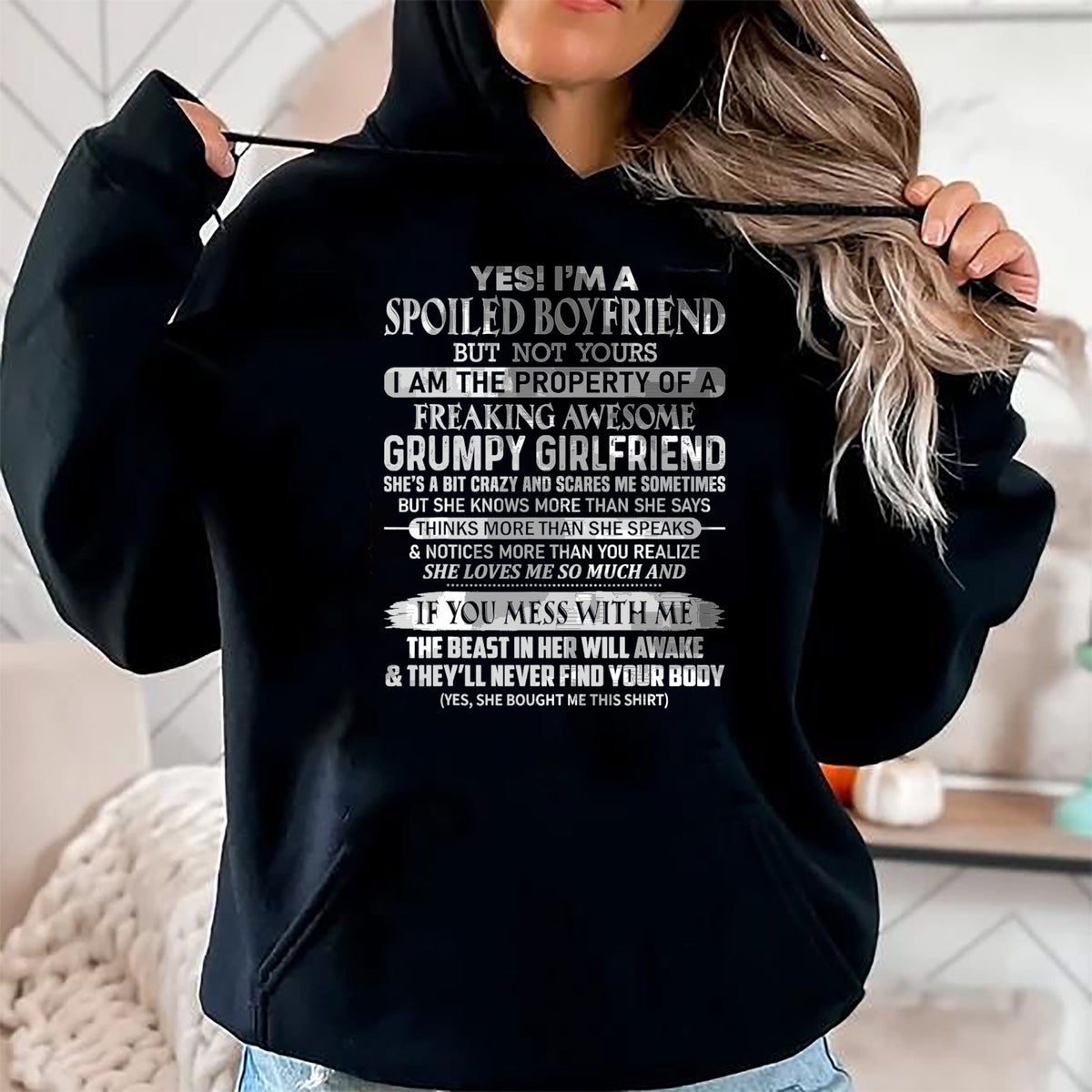 Best Wife Shirt, Wife and Husband Unisex T-Shirt/Hoodie/Sweatshirt HLT00 - Yes I am a spoiled boyfriend of freaking awesome girlfriend T-Shirt (1)