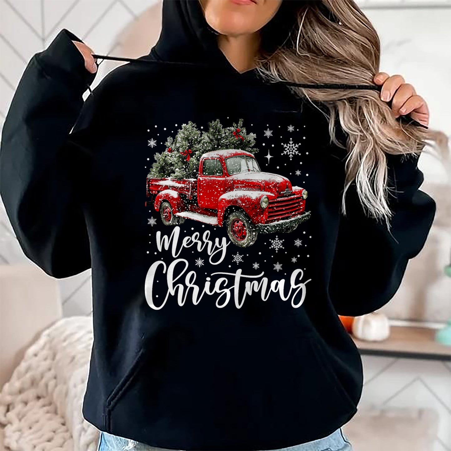 Merry Christmas Red Truck Family Matching Christmas Pajama T-Shirt - Christmas Unisex T-Shirt/Hoodie/Sweatshirt - SNOW00