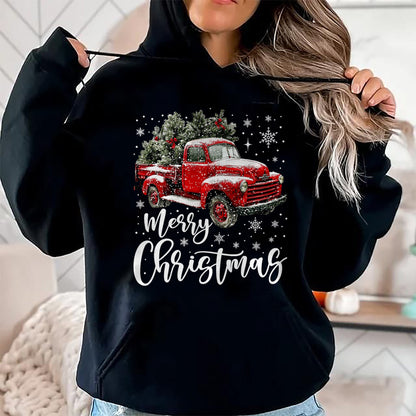 Merry Christmas Red Truck Family Matching Christmas Pajama T-Shirt - Christmas Unisex T-Shirt/Hoodie/Sweatshirt - SNOW00