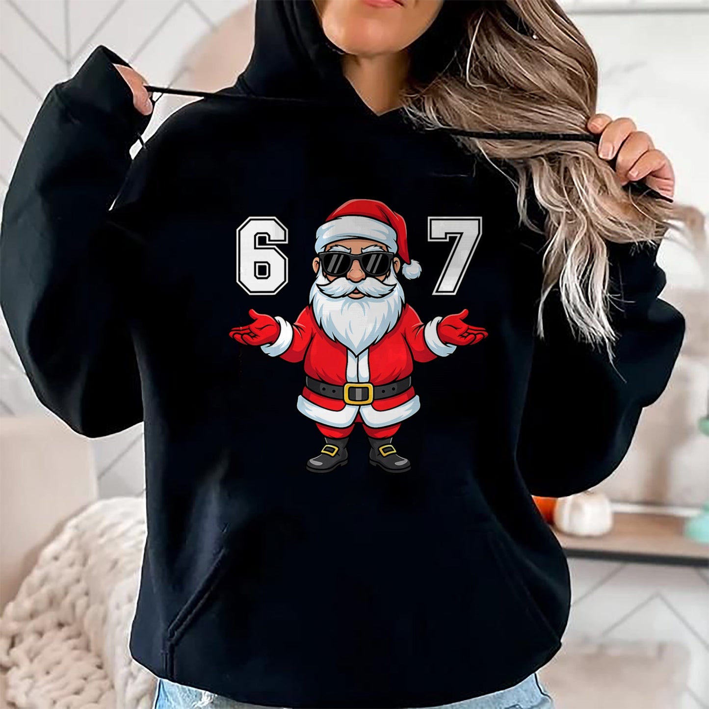 67 Meme Six Seven 6 7 Funny Santa Matching Xmas 67 Christmas T-Shirt - Christmas Unisex T-Shirt/Hoodie/Sweatshirt - SNOW00
