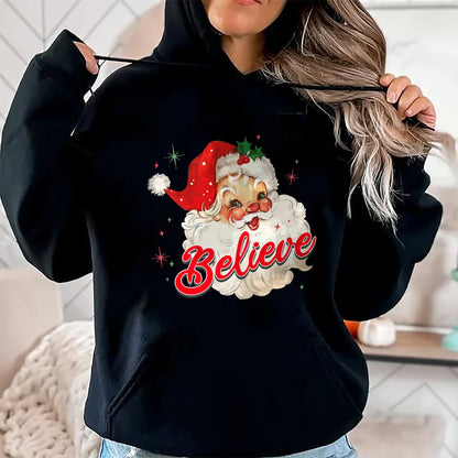 Vintage Santa Claus Believe Christmas Women Boys Girls T-Shirt - Christmas Unisex T-Shirt/Hoodie/Sweatshirt - SNOW00