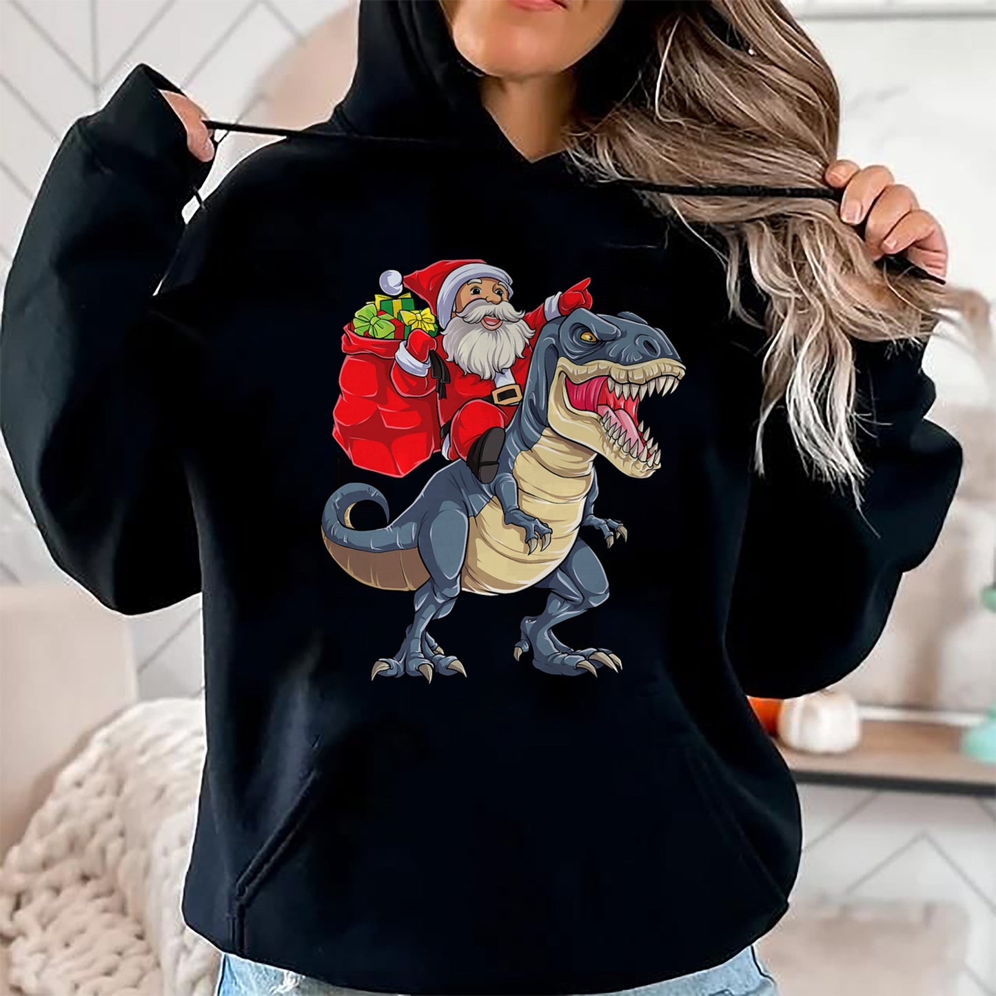 Dinosaur T rex Christmas Santa Boys Men Girls Xmas Squad T-Shirt - Christmas Unisex T-Shirt/Hoodie/Sweatshirt - SNOW00