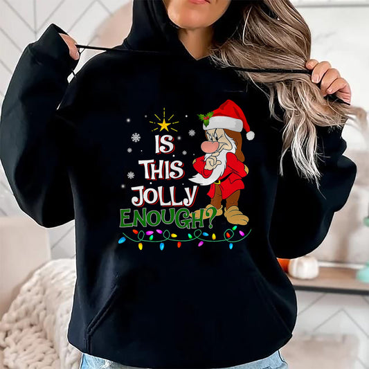Is This Jolly Enough Grumpy Elf Pajama Christmas Lights T-Shirt - Christmas Unisex T-Shirt/Hoodie/Sweatshirt - SNOW00