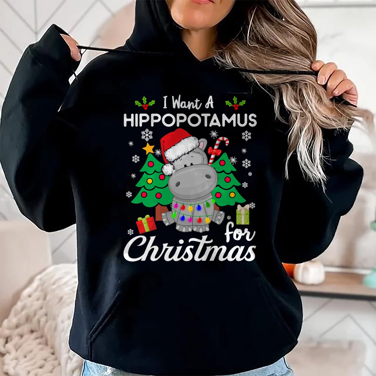 I Want A Hippopotamus For Christmas Cute Gift Xmas Costume T-Shirt - Christmas Unisex T-Shirt/Hoodie/Sweatshirt - SNOW00