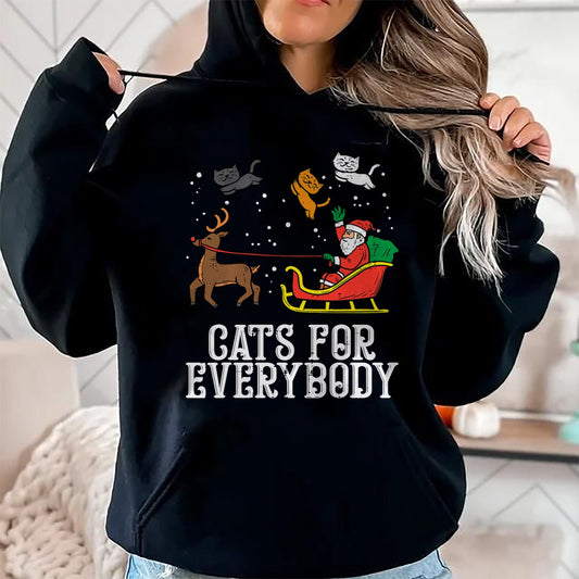 Cats For Everybody Christmas Cat Funny Xmas Women Santa T-Shirt - Christmas Unisex T-Shirt/Hoodie/Sweatshirt - SNOW00