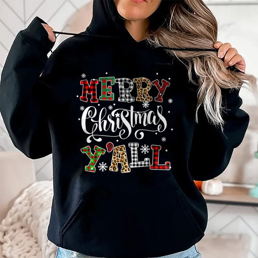 Merry Christmas Ya'll Leopard Buffalo Plaid Pajama Family T-Shirt - Christmas Unisex T-Shirt/Hoodie/Sweatshirt - SNOW00