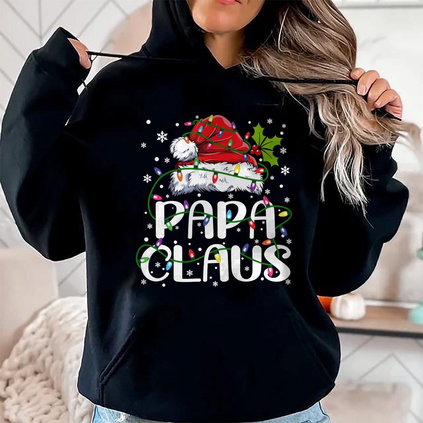 Papa Claus Christmas Lights Pajama Family Matching T-Shirt - Christmas Unisex T-Shirt/Hoodie/Sweatshirt - SNOW00