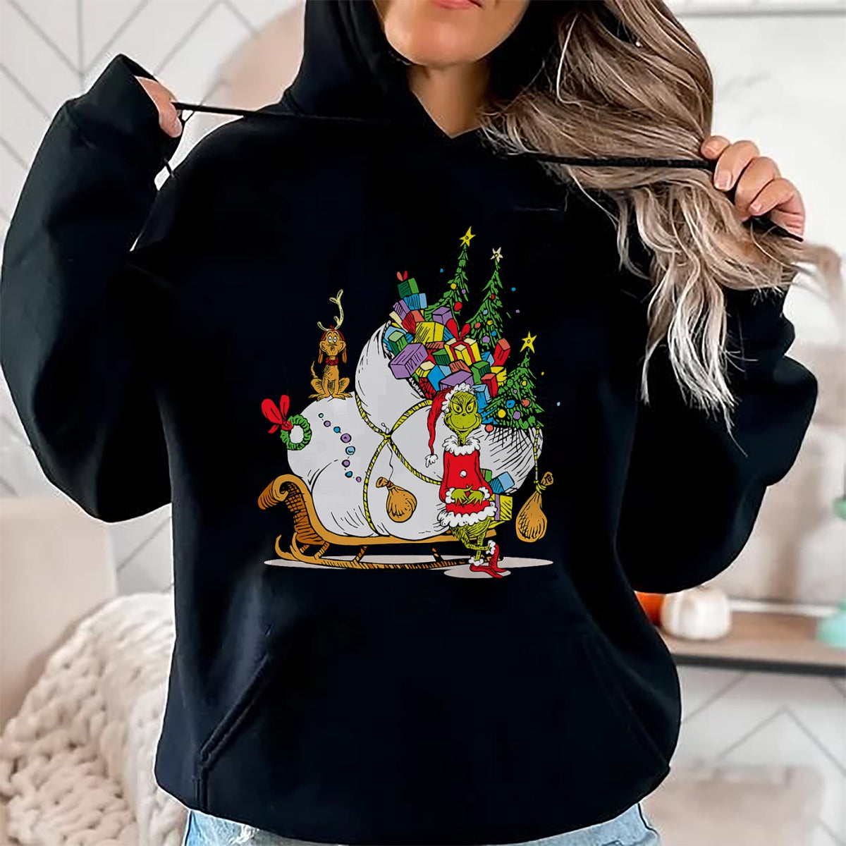 Dr. Seuss Grinch Sleigh T-Shirt - Christmas Unisex T-Shirt/Hoodie/Sweatshirt - SNOW00