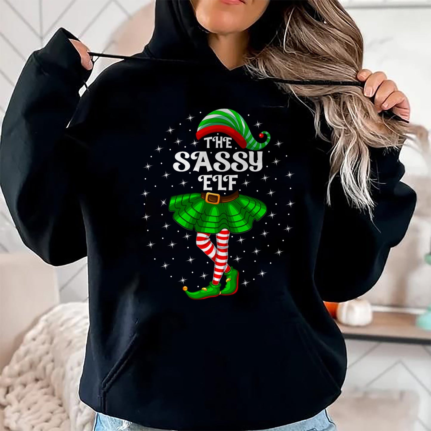 Xmas Family Matching Women Girls Mom The Sassy Elf Christmas T-Shirt - Christmas Unisex T-Shirt/Hoodie/Sweatshirt - SNOW00