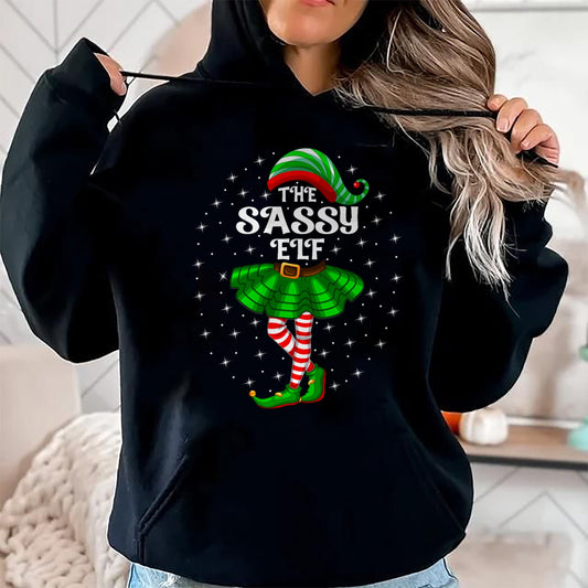 Xmas Family Matching Women Girls Mom The Sassy Elf Christmas T-Shirt - Christmas Unisex T-Shirt/Hoodie/Sweatshirt - SNOW00