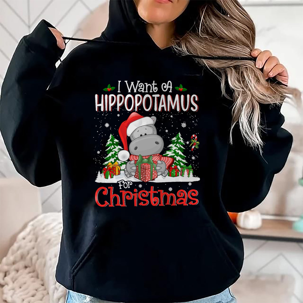 I Want A Hippopotamus For Christmas Xmas Hippo for Kid Women T-Shirt - Christmas Unisex T-Shirt/Hoodie/Sweatshirt - SNOW00