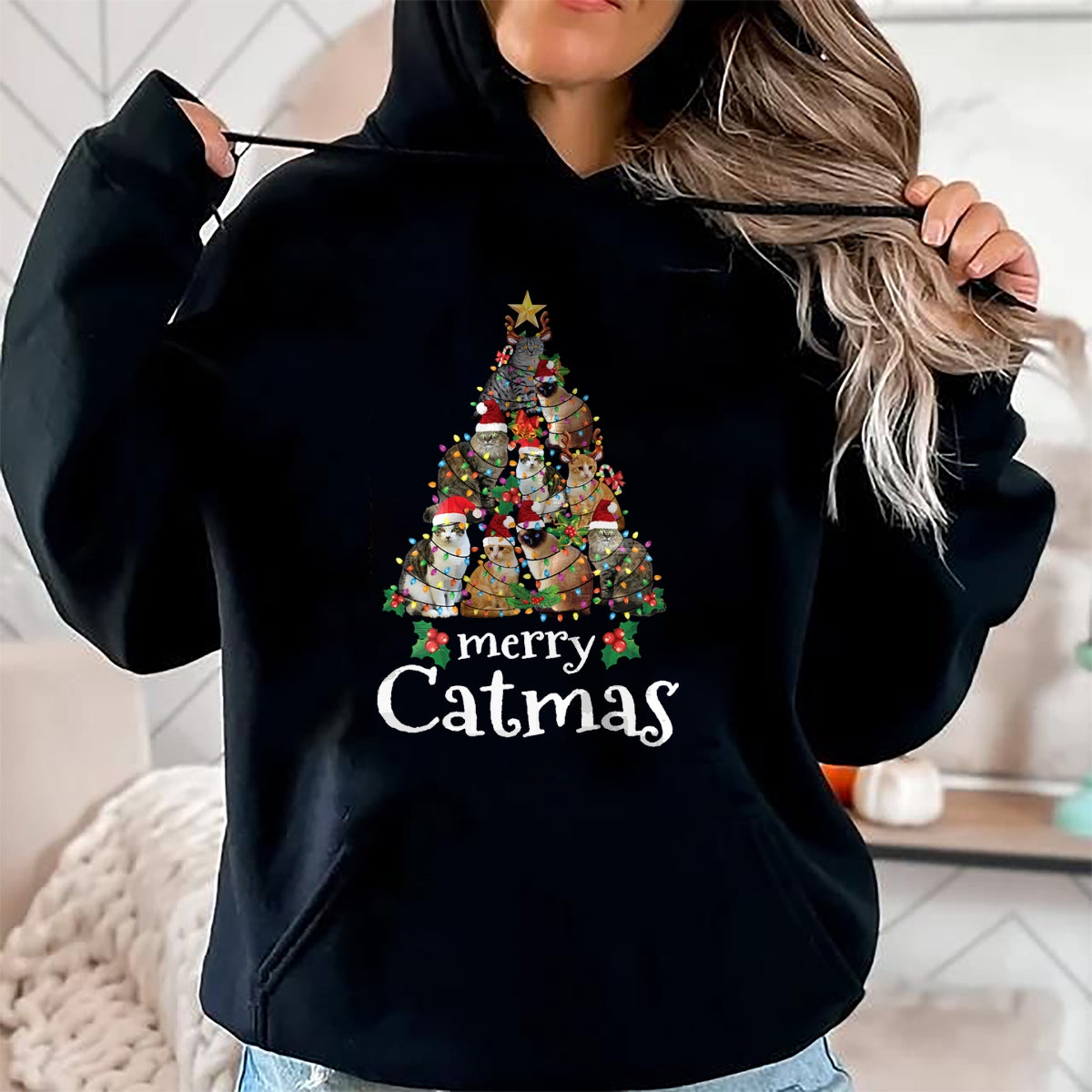 Merry Catmas Funny Cat Mom Cat Dad Christmas Cat T-Shirt - Christmas Unisex T-Shirt/Hoodie/Sweatshirt - SNOW00
