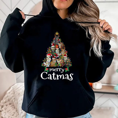 Merry Catmas Funny Cat Mom Cat Dad Christmas Cat T-Shirt - Christmas Unisex T-Shirt/Hoodie/Sweatshirt - SNOW00