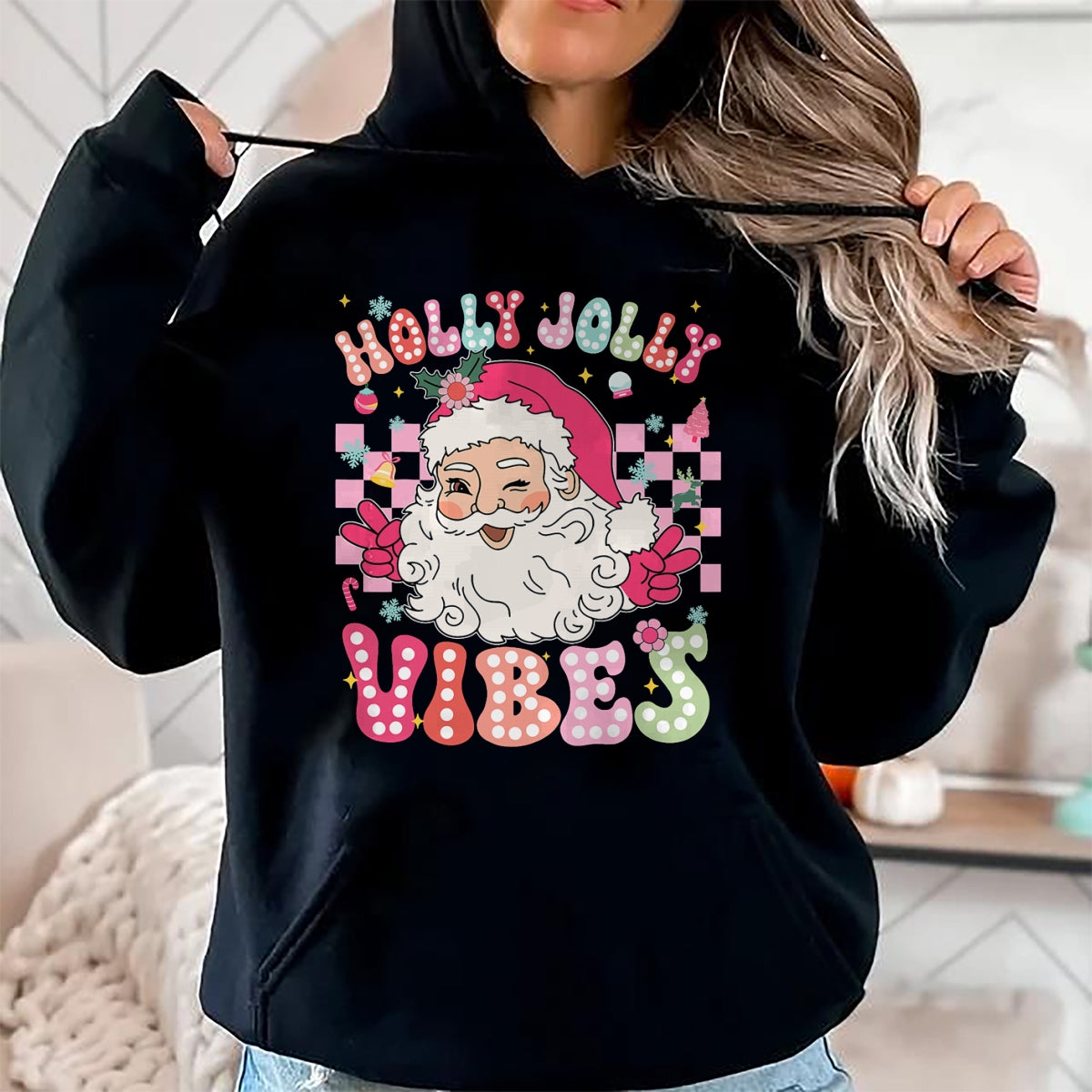 Groovy Cute Santa Claus Christmas Vibes Xmas Girls Womens T-Shirt - Christmas Unisex T-Shirt/Hoodie/Sweatshirt - SNOW00