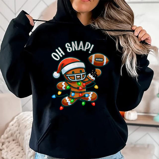 Funny Gingerbread Man Pajamas & PJs Xmas Holiday Oh Snap Gingerbreadman Christmas Football T-Shirt - Christmas Unisex T-Shirt/Hoodie/Sweatshirt - SNOW00
