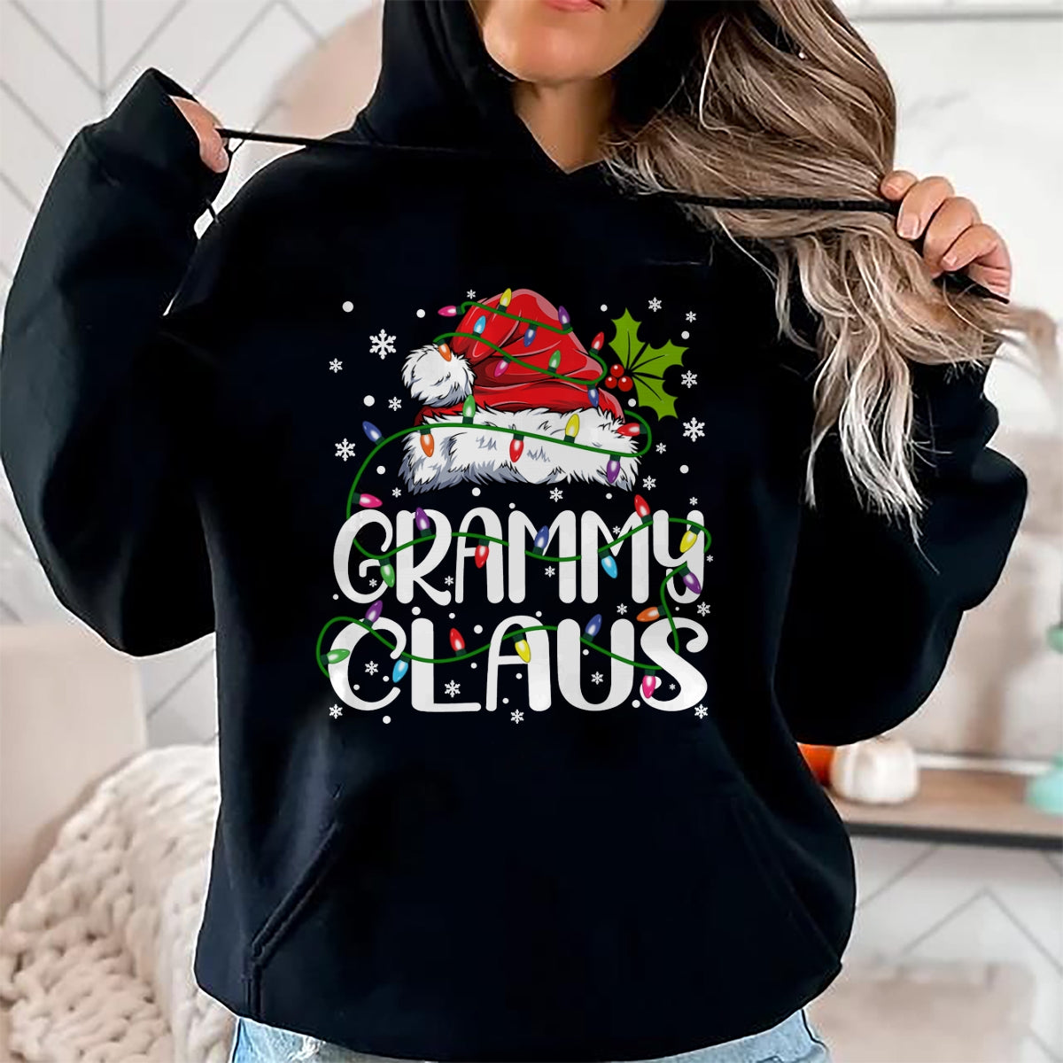 Grammy Claus Shirt Christmas Lights Pajama Family Matching Long Sleeve T-Shirt - Christmas Unisex T-Shirt/Hoodie/Sweatshirt - SNOW00