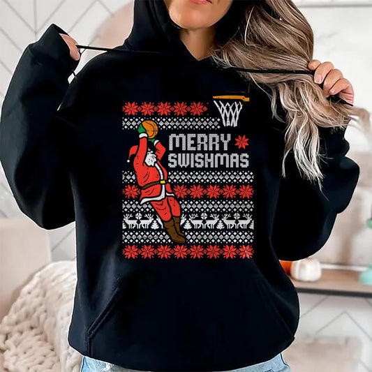 Merry Swishmas Basketball Ugly Christmas Xmas Men Boys Kids T-Shirt - Christmas Unisex T-Shirt/Hoodie/Sweatshirt - SNOW00