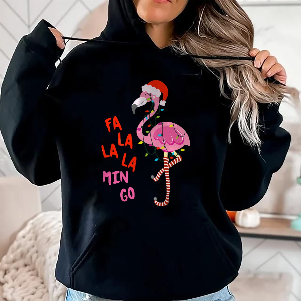 Fa La La Mingo Flamingo Christmas Tropical Xmas Tree Lights T-Shirt - Christmas Unisex T-Shirt/Hoodie/Sweatshirt - SNOW00