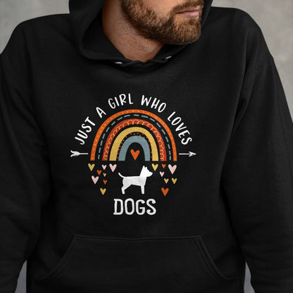Dog Love Shirt, Dog Lover Gift T-Shirt/Hoodie/Sweatshirt HLT00 - Just A Girl Who Loves Dogs Rainbow Gifts For Dog Lover Women T-Shirt