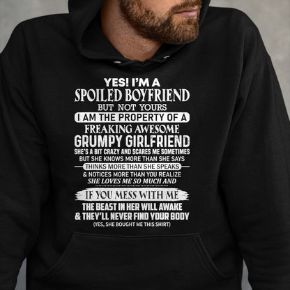 Best Wife Shirt, Wife and Husband Unisex T-Shirt/Hoodie/Sweatshirt HLT00 - Yes I am a spoiled boyfriend of freaking awesome girlfriend T-Shirt (1)