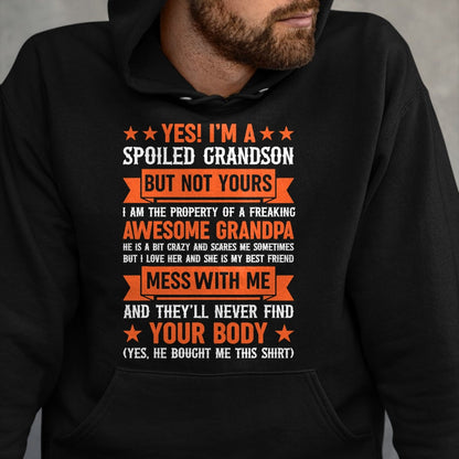 Best Grandma Shirt, Proud Grandma Unisex T-Shirt/Hoodie/Sweatshirt HLT00 - yes i'm a spoiled grandson T-Shirt (4)