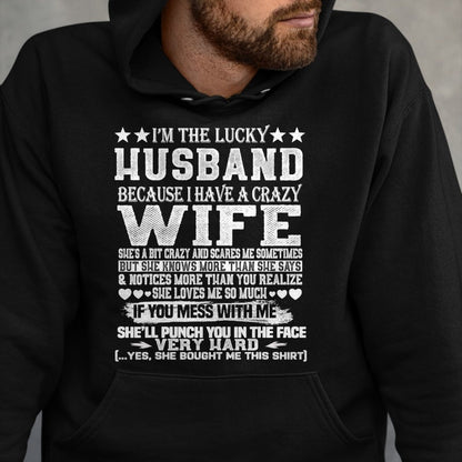 Best Wife Shirt, Wife and Husband Unisex T-Shirt/Hoodie/Sweatshirt HLT00 - Gift for wife T shirt, lucky wife   I Am A Lucky Husband I Have A Crazy Wife Christmas Birthday T-Sh