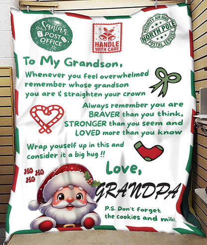 BLANKET FOR GRANDSON – COMFORT & WARMTH GIFT FROM GRANDPA  Sherpa Fleece Quilt Blanket SNOW (SKUB10-182)