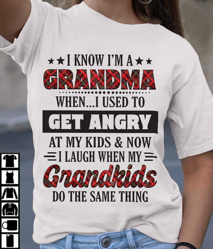 KNOW I'M A GRANDMA WHEN... I USED TO GET ANGRY AT MY KIDS & NOW I LAUGH WHEN MY GRANDKIDS DO THE SAME THING - from grandma snow00 (SKU07-111)