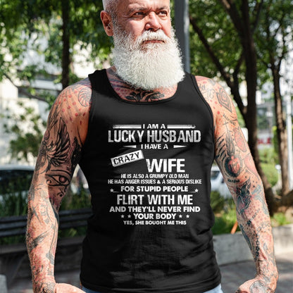 Best Wife Shirt, Wife and Husband Unisex T-Shirt/Hoodie/Sweatshirt HLT00 - Gift for wife T shirt, lucky wife   I am a lucky wife I have a crazy husband Funny gift for wife T-S