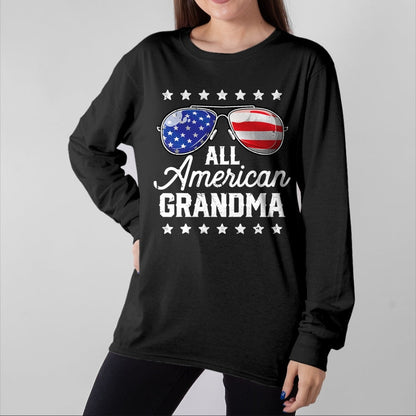 Best Grandma Shirt, Proud Grandma Unisex T-Shirt/Hoodie/Sweatshirt HLT00 - All American Grandma 4th of July Family Matching Sunglasses T-Shirt